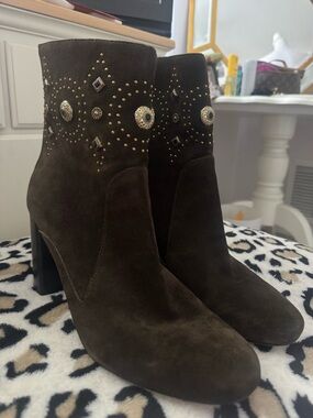 Sigerson Morrison Suede Studded Ankle Boots